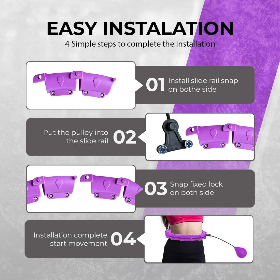 Weighted Hula Hoop Infinity Smart Hoops with Counter 22"-44" Inch Hula Hoops 2 in 1 Abdomen Fitness Message Exercise Equipment Non-Fall Exercise Adjustable Hoops image number 4