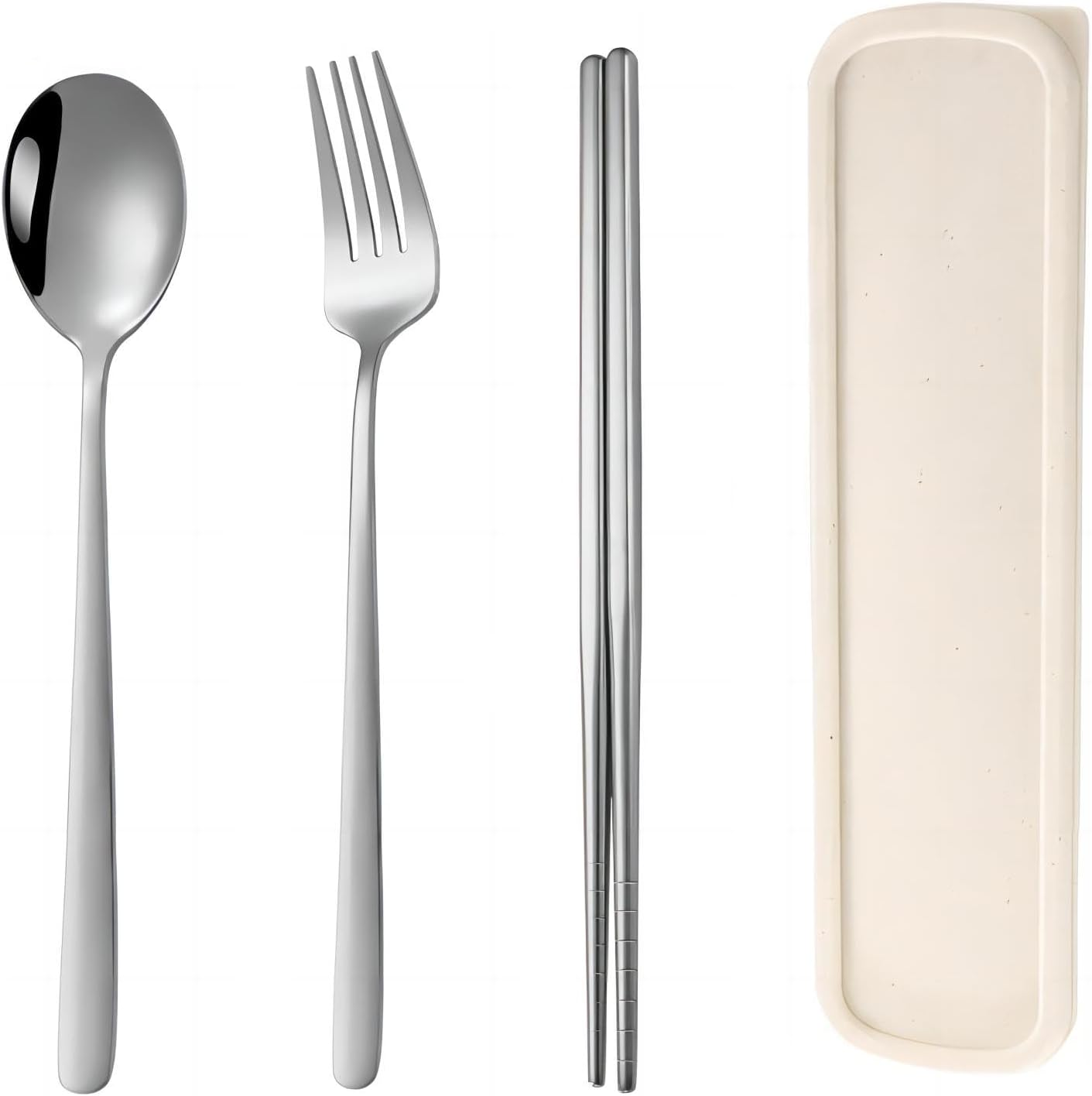 Tongke Portable Cutlery Set, Chopsticks Spoon Fork with Case Utensils Set, Reusable Stainless Steel Travel Camping Flatware Set image number 2