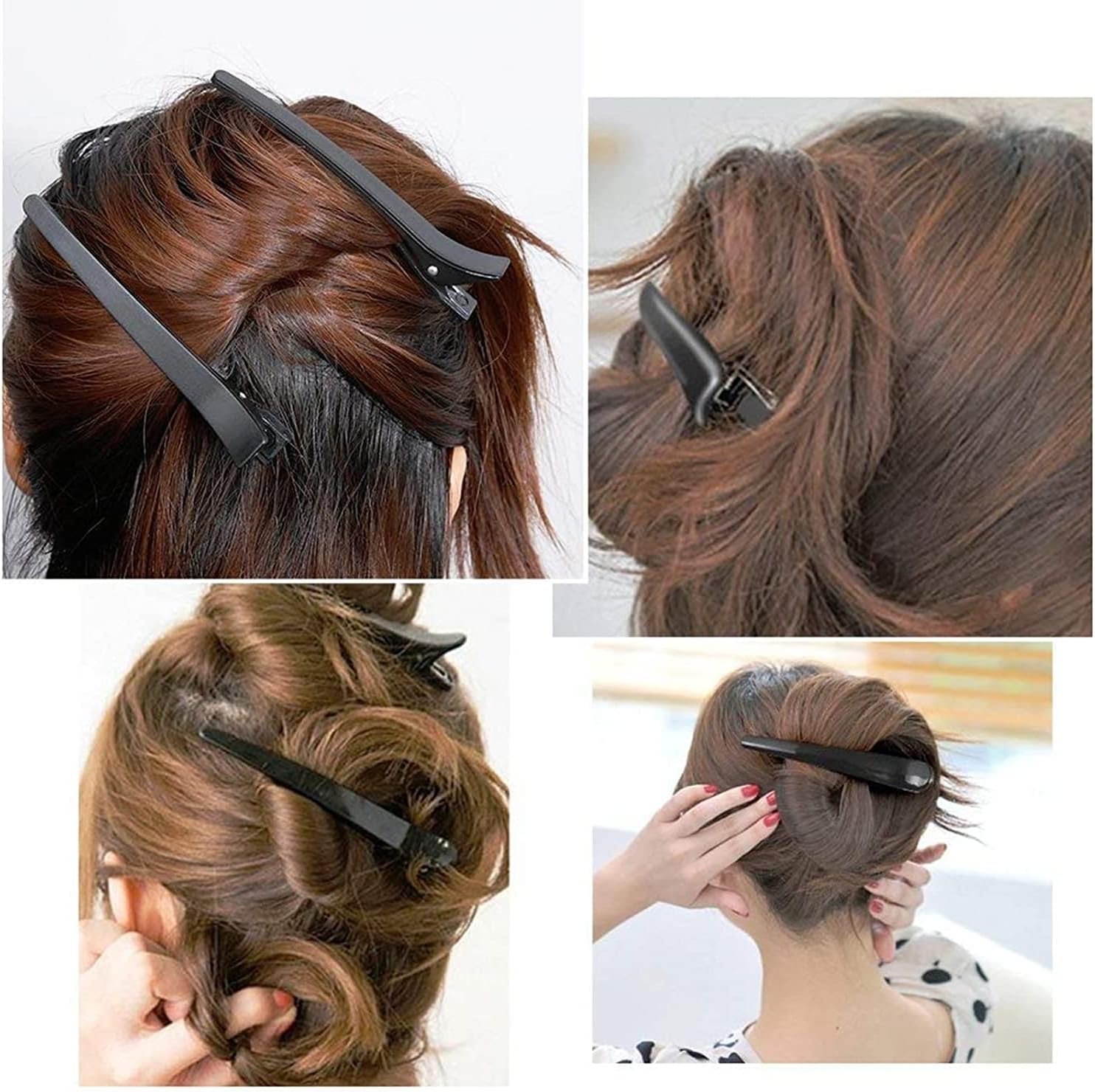 Set of 6 Combi Clips Hair Clips Hair Clips Hair Clip Section Clips Combi Plastic Black image number 3