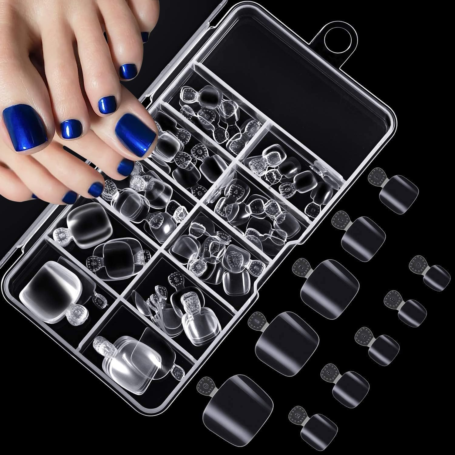 100 Pcs Fake Toenails,10 Different Sizes Clear Toe Nails False for Nail DIY and Nail Salo with Storage Box image number 4