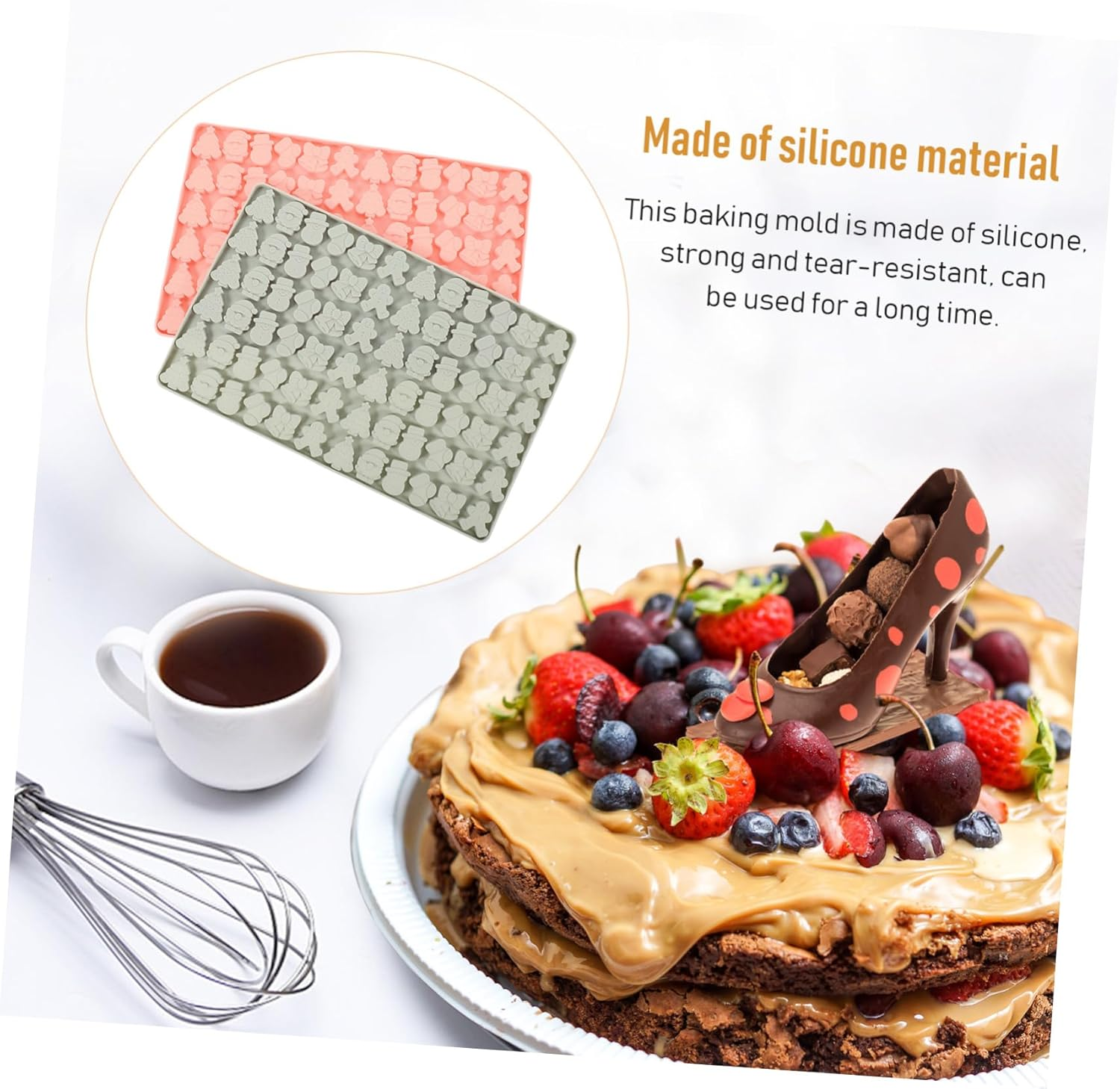 2Pcs Silicone PET Treat Molds 72-Grid Christmas Theme Dog Snack Mold Flexible Baking Tray Blue and Pink DIY Dog Food Biscuit image number 6