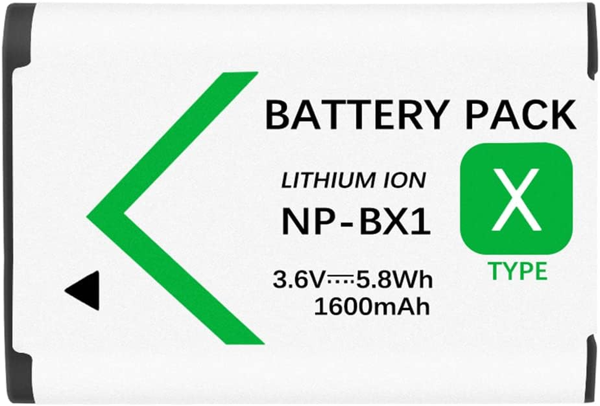 1600 Mah NP-BX1 Battery, Replacement NP BX1 Battery NPBX1 Compatible with Sony DSC-RX100 II / RX100 V / RX100 VII/DSC-HX80 / FDR-X3000 / HDR-AS100V (1 Battery) image number 6