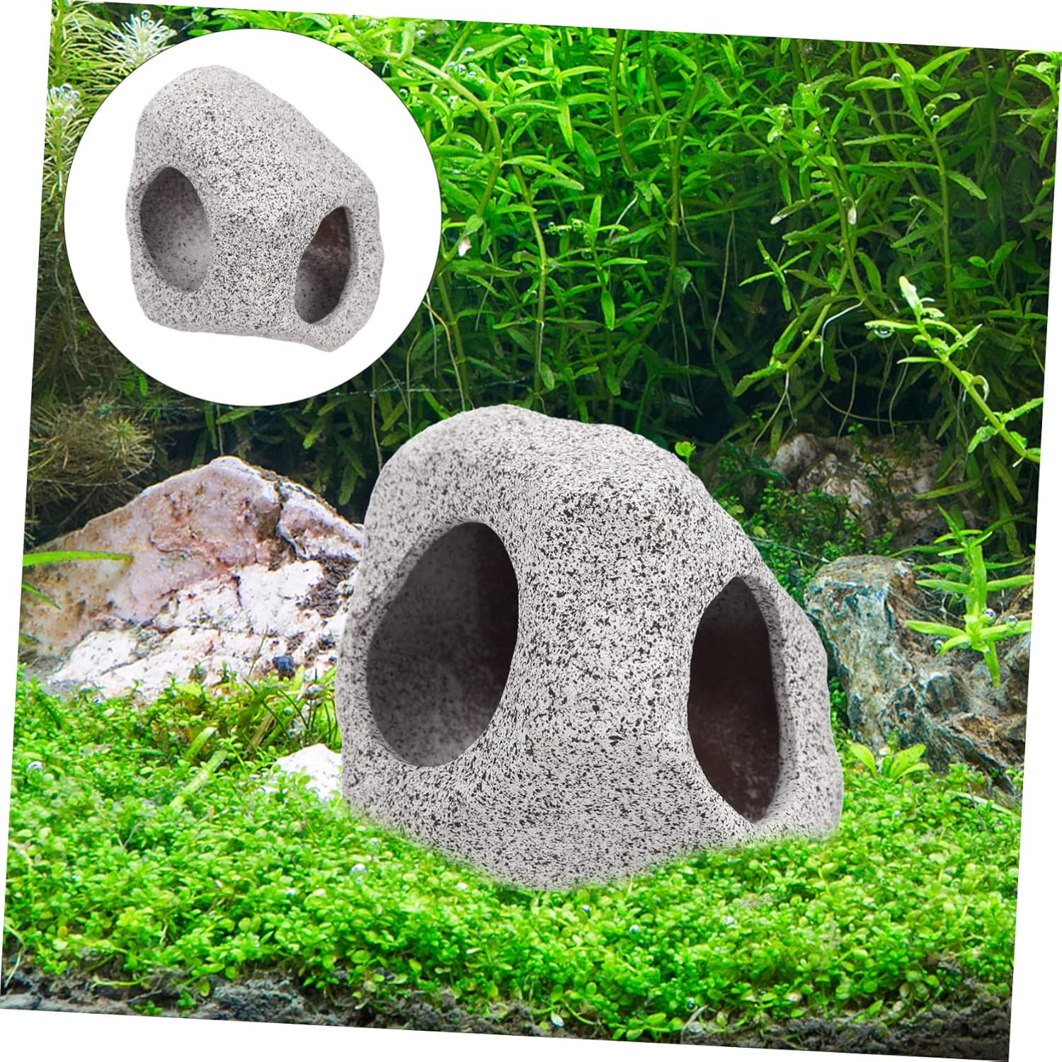JOINPAYA Fish Tank Hide Cave for Shrimp Fish Decorative Aquarium Hiding Cave Lightweight Breeding Shelter Natural Rock Color for Aquatic Environments image number 3