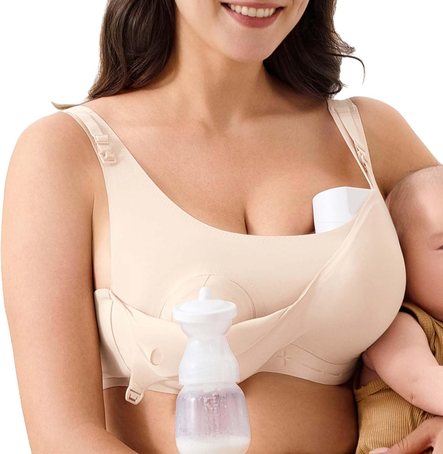 Hands-Free Pumping Bra with Jelly Gel Technology and Semi-F Padding, Compatible with All Standard Breast Pumps