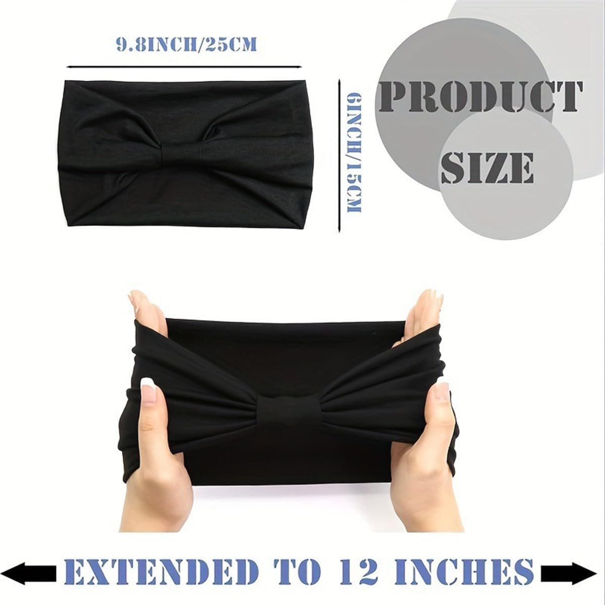 Headband, Elastic Exercise Headbands for Women, Non-Slip Soft Headbands, Suitable for Yoga Fitness Tennis Sports Running (Black) image number 1