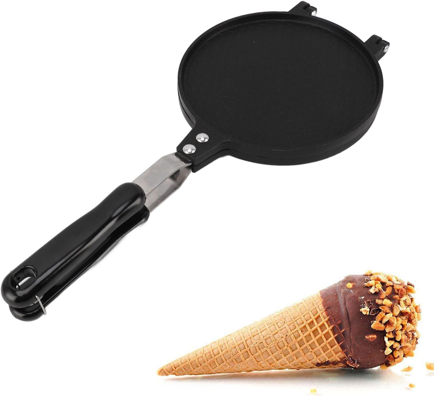 Waffle Cone Maker, Nonstick Ice Cream Cone Maker Aluminium Alloy Household Waffle Bowl Maker for DIY Ice Cream Waffle Cone Desserts image number 5