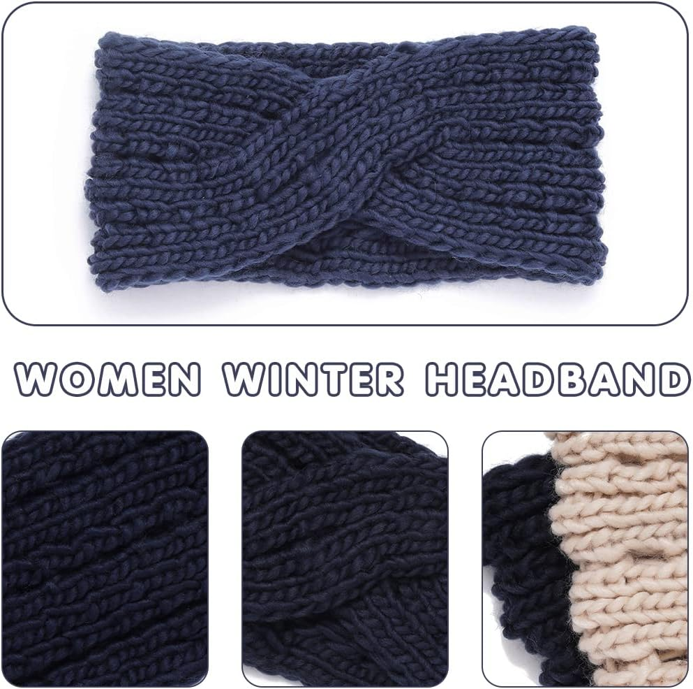 Fashband Winter Knit Headbands Twist Ear Warmer Hair Band Crochet Braided Turban Hair Accessories for Women and Girls(Pack of 2) image number 3
