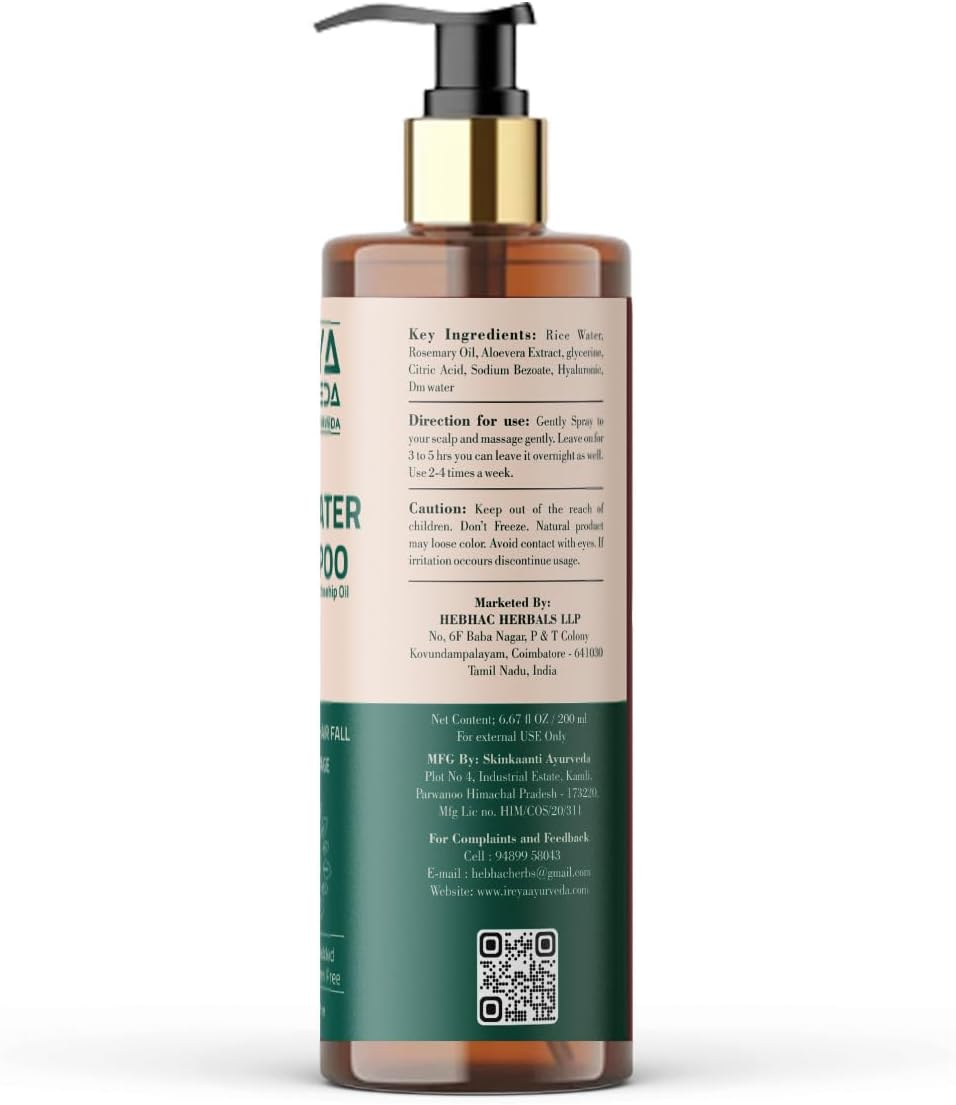 Rice Water Shampoo for Hair with Rosehip Oil 200Ml (6.76Oz) Rice Water for Hair Growth & Smooth Hair | No Minerals and Preservatives. image number 5