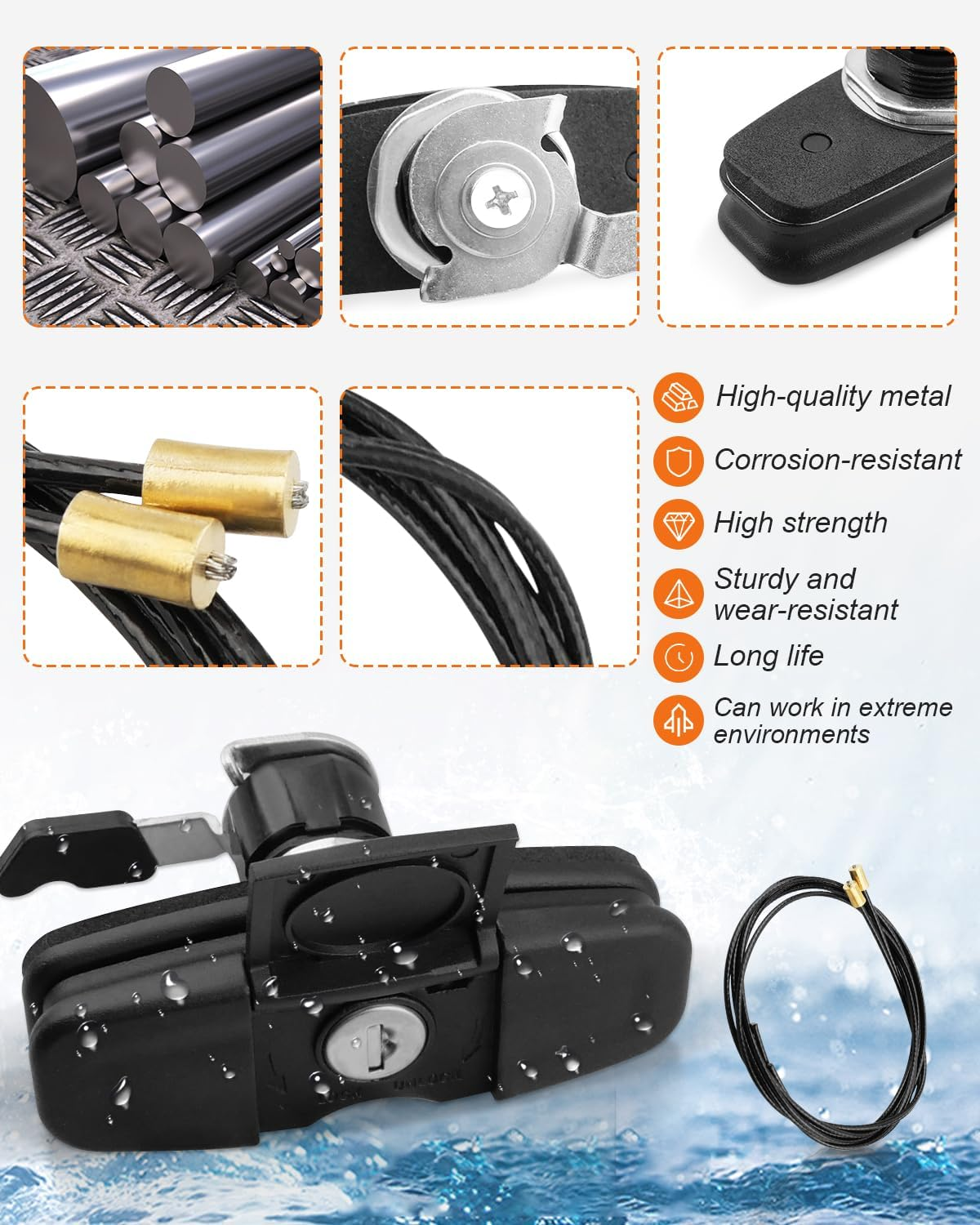 Twist Handle Kit 113436 Topper Tonneau T-Handle Fit for Leer 100XQ 100XL 100XR TSC700 Truck Cap, with Cable and 2 Keys image number 2