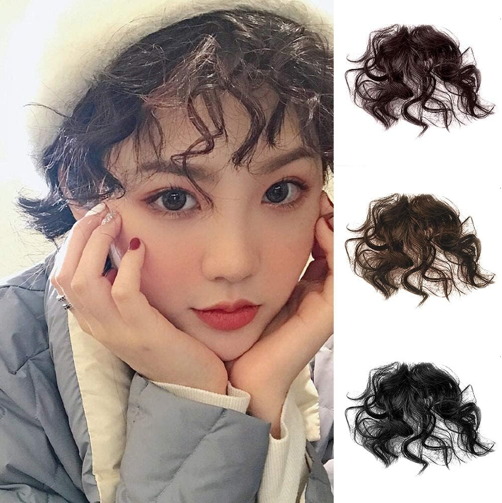 Brown Artificial Bangs Natural Fluffy Curly Fake Bangs for Girls Clip in Hair Extensions Hairpiece Light Hairpieces Hair Extensions Wigs and Accessories image number 1