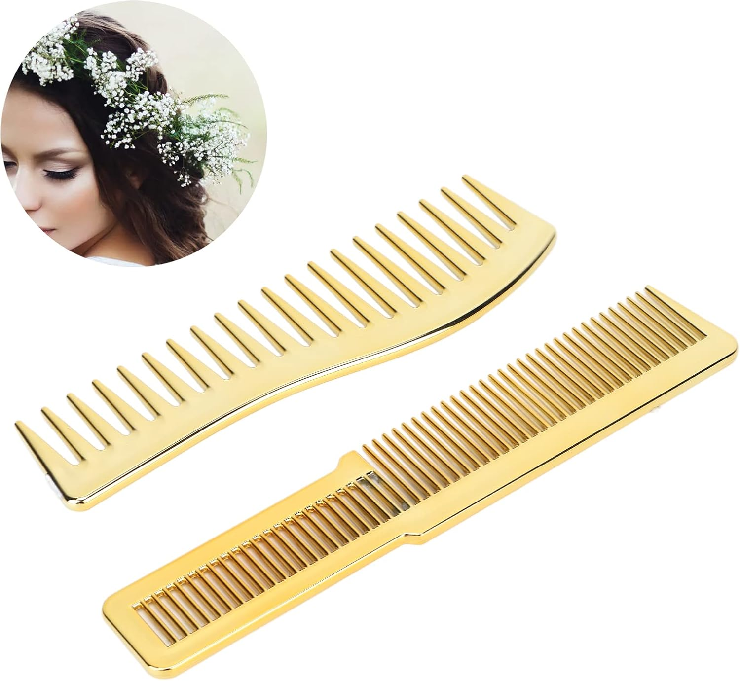 Sonew Hair Styling Combs Set, Barber Shop Hairdresser Set, Wide Tooth Hair Cutting Comb for All Hair Types (Gold) image number 3