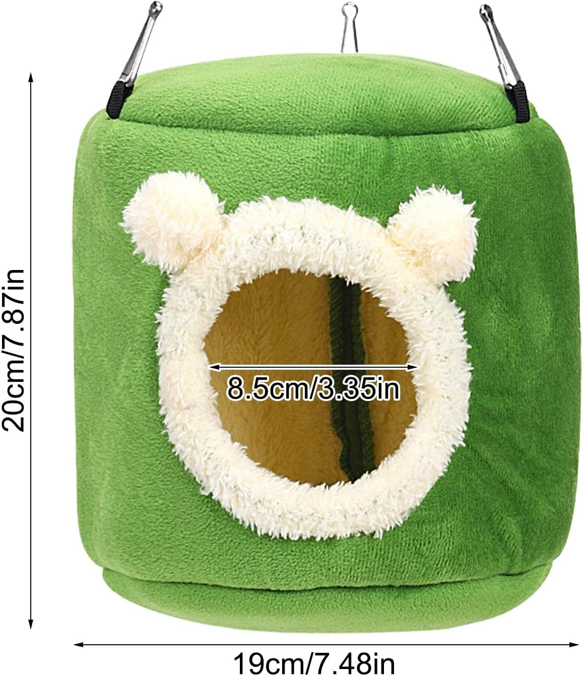 Kuehssn Parrot Warm Nest - with 3 Hooks Winter Bird House Toy,Winter Bird Warmer for Cage, Warm Snuggle Hut for Pearl Birds, Sugar Gliders, Munias, Squirrels, Hamsters image number 3