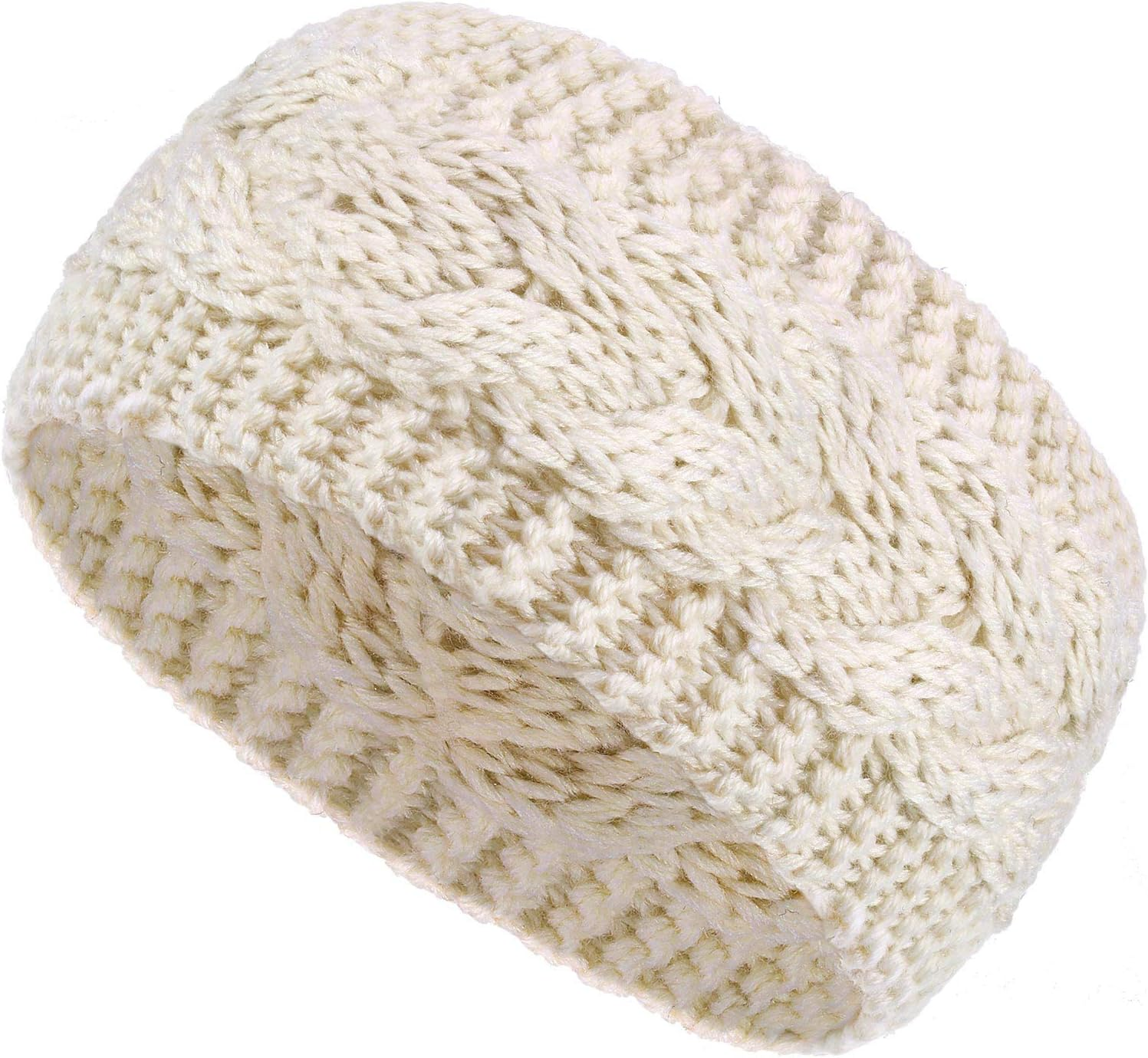 Winter Headband Wool Cable Knit Headband Hair Wrap Ear Warmer for Women (Black)