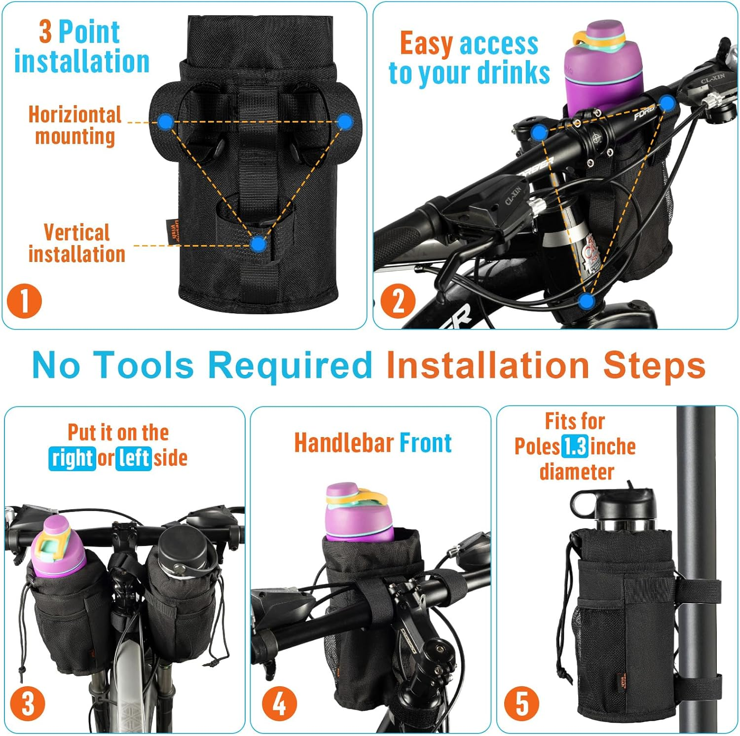 Desing Wish 12-24Oz Drink Holder Bottle Holder Bicycle without Screws Handlebar Water Bottle Holder Bicycle Bottle Holder Drinks Holder Water Bottle Holder Gift image number 1