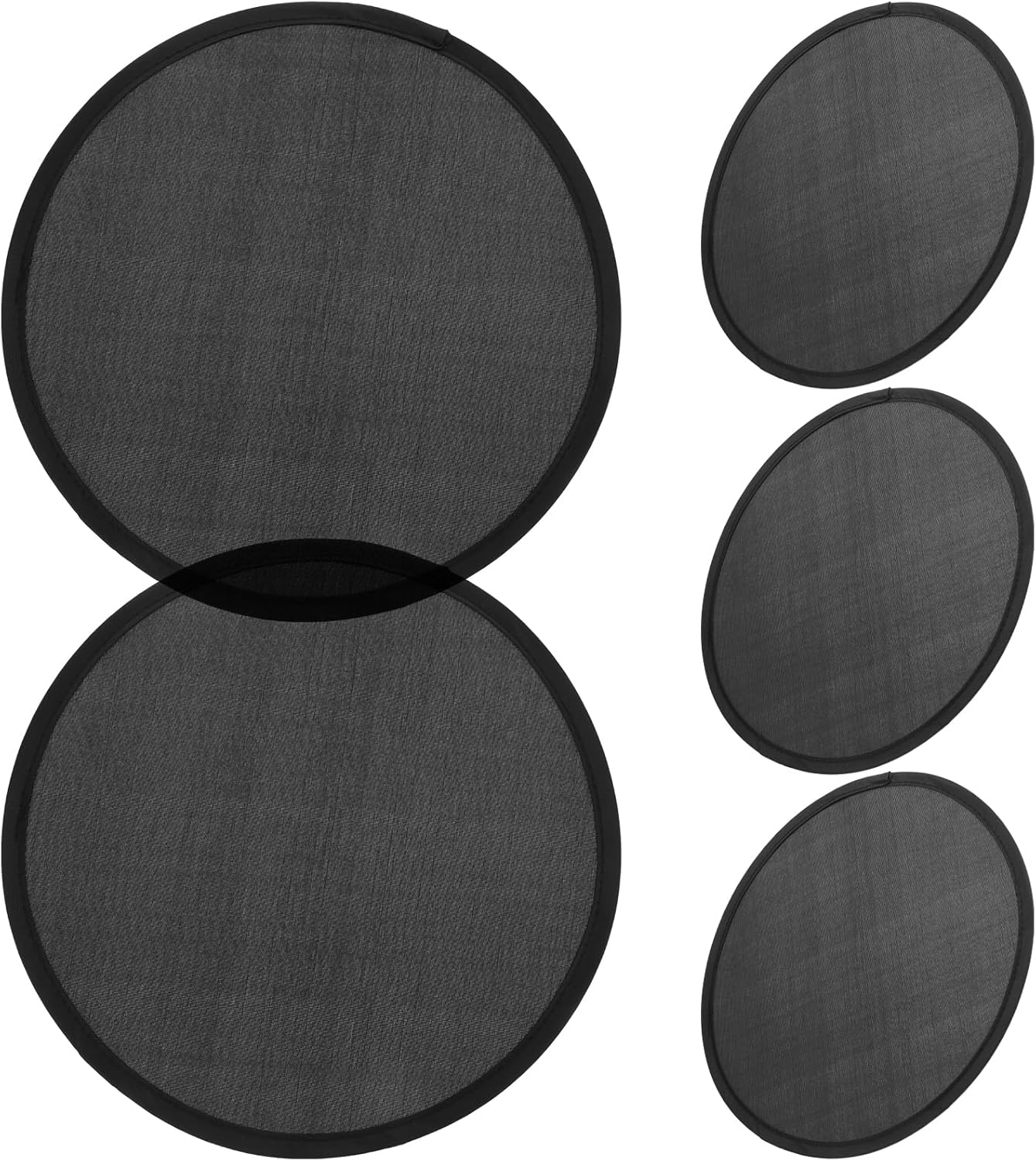 Cabilock 5Pcs Folding Fans, Portable Handheld round Fans, Black 10 Inch, Collapsible for Summer, Party, Wedding, Travel, Office, Plastic and Fabric Material