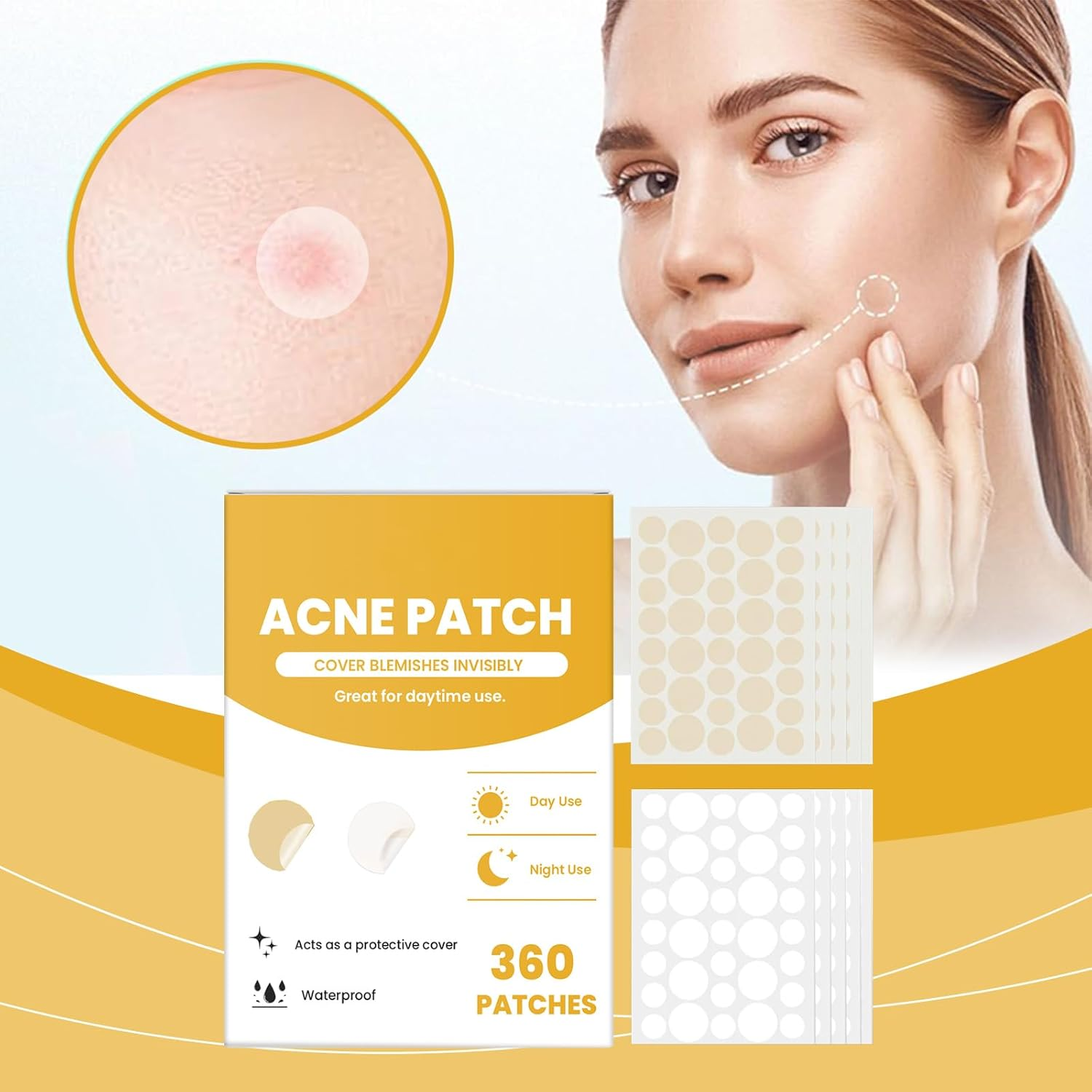 Day and Night Acne Patches, Invisible Acne Patches for Facial Care, （360 Patches） image number 5