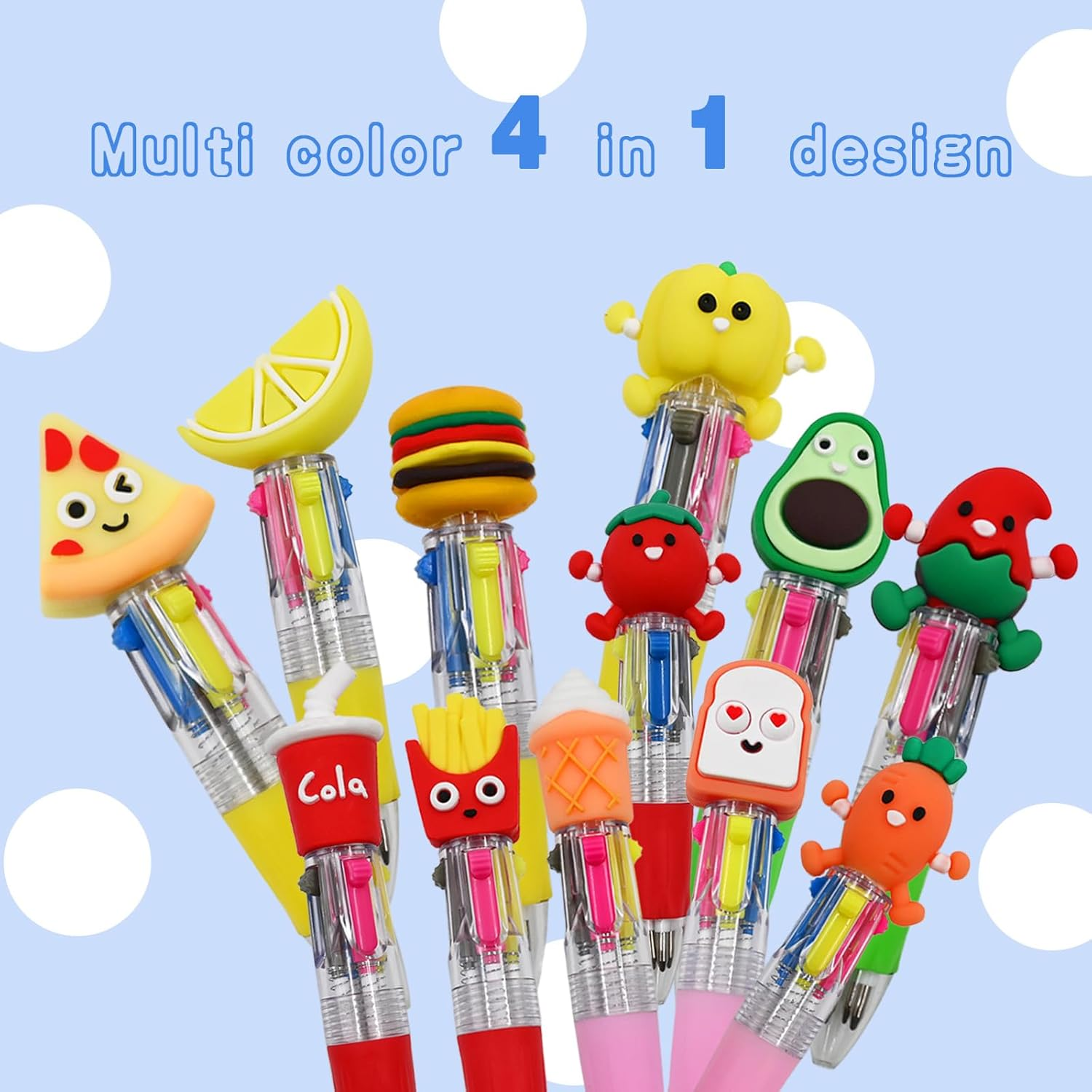 12 PCS Kids Multi-Coloured Ballpoint Pens, Cute 4-In-1 Retractable Gel Pens, Mini Cartoon Pen for Kids Students Teacher Classroom School Home Stationery, Fun Pens for Birthday Party Favor Gifts image number 6