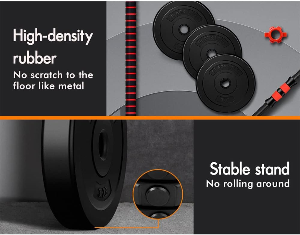 BLACK LORD 20KG Dumbbell Barbell Set 4-In-1 Standard Weight Plates with Connecting Rod Exercise & Fitness Equipment for Home Gym Body Workouts Strength Training image number 5