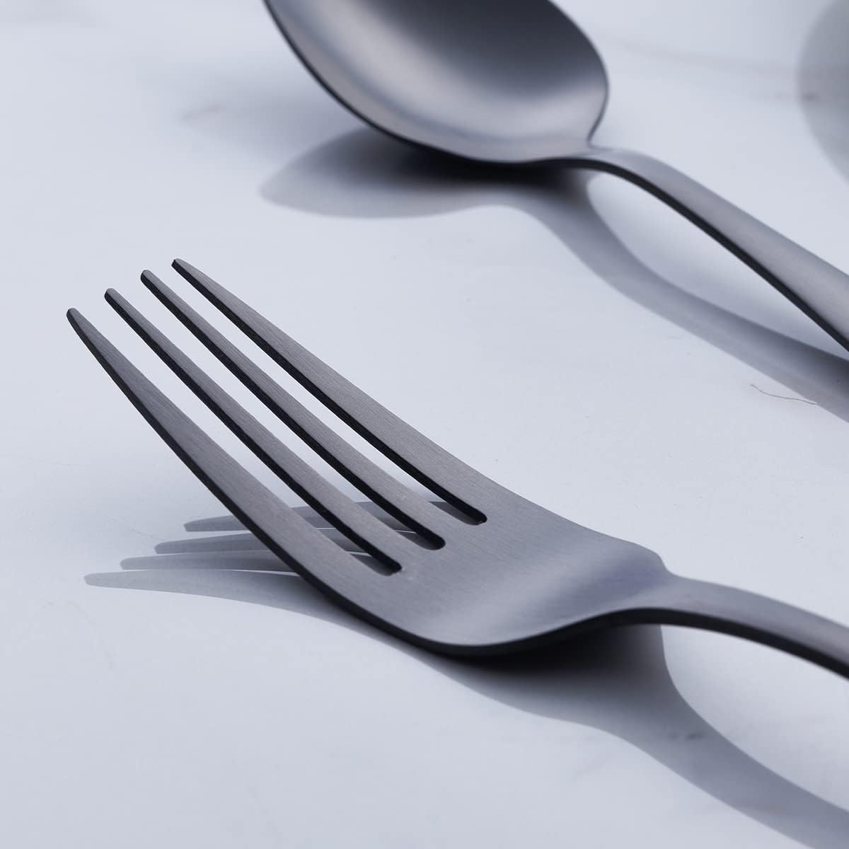 Matte Black Silverware Set, Gogeili 24-Piece Stainless Steel Satin Finish Flatware Cutlery Set, Service for 6, Dishwasher Safe image number 1