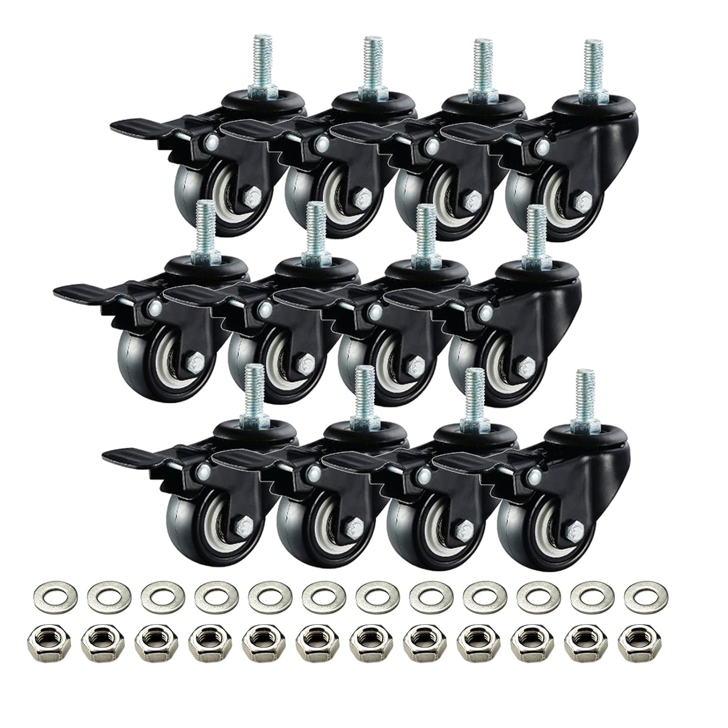 Furniture Rotating Feet, an Ideal Alternative for Furniture Movement a 1.5-Inch Set of 8 Casters with Braking Device image number 3