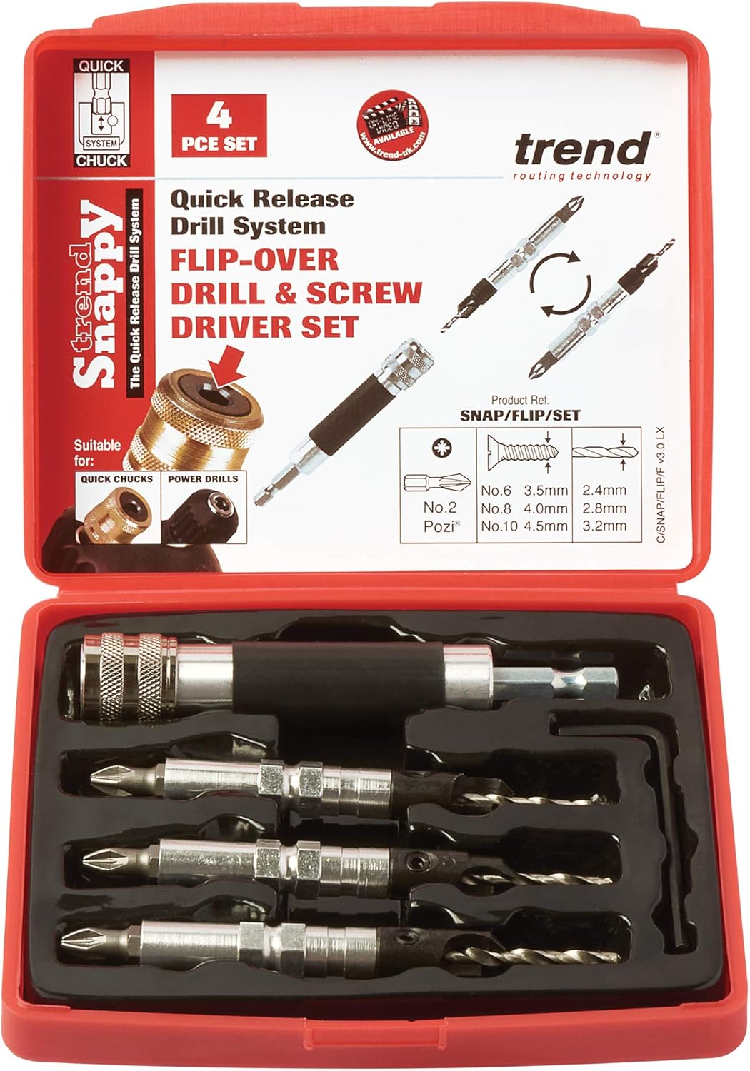 Trend Snappy 4-Piece Flip over Driver Set, Quick Change & Efficient Piloted Countersinking, SNAP/FLIP/SET image number 5