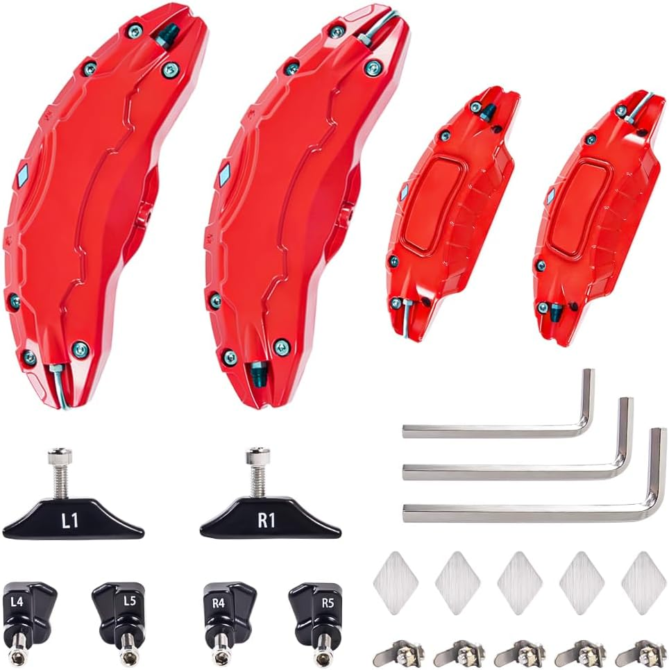 MIKODA Caliper Covers for Tesla Model Y 19" 20", 19In 20In Wheel Hub Front and Rear Brake Caliper Covers Compatible with Tesla Model Y 2017-2023 (Red) image number 5