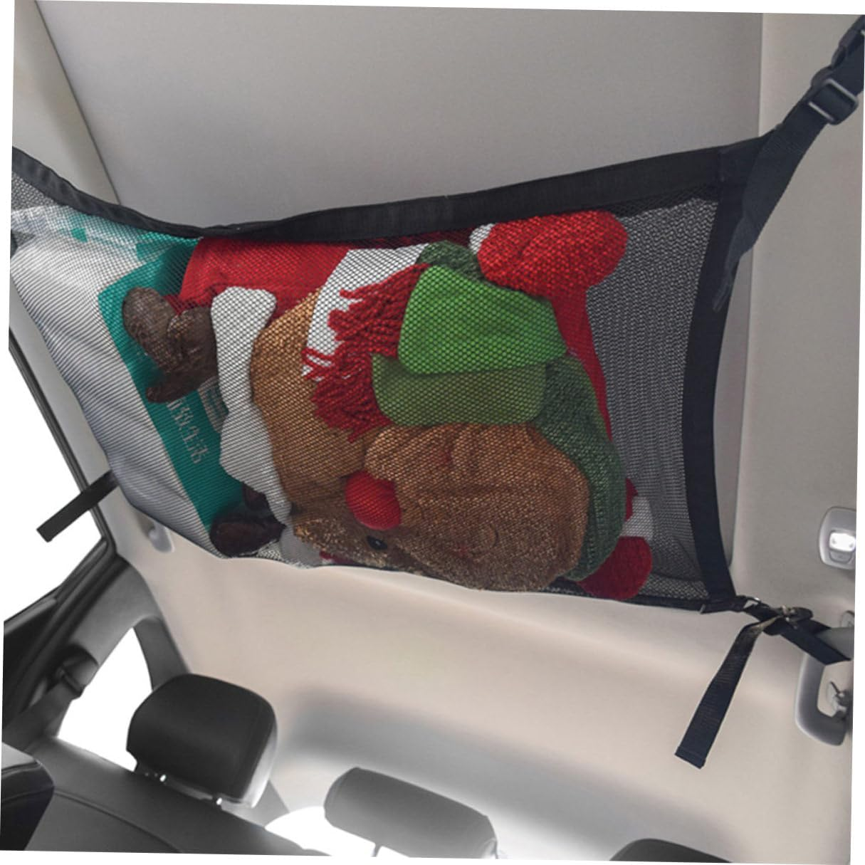 Luxshiny Adjustable Car Ceiling Storage Net Mesh Zippered Roof Organizer Bag for Clothes Pillows Blankets Polyester with Straps Compact Auto Interior Roof Storage for Vehicle Models image number 6