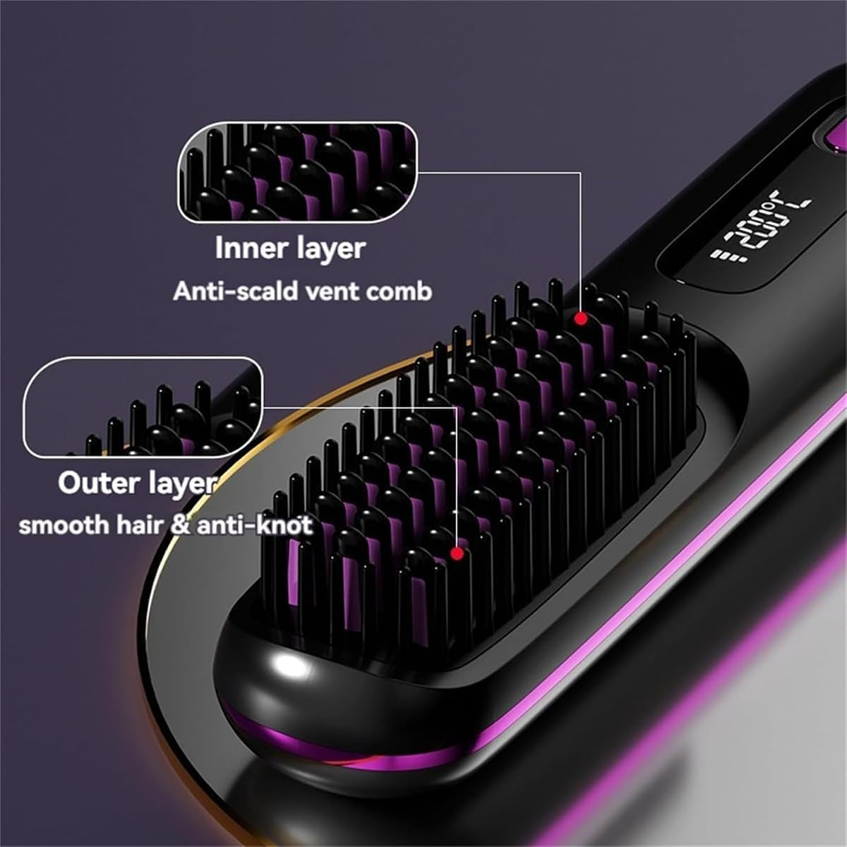 Portable Straightener Brush - Gobrush Pro, Go Brush Pro Straightener Rechargeable & Cordless Mini Hair Straightener Comb,Portable Straightening Brush for Travel (White) image number 4
