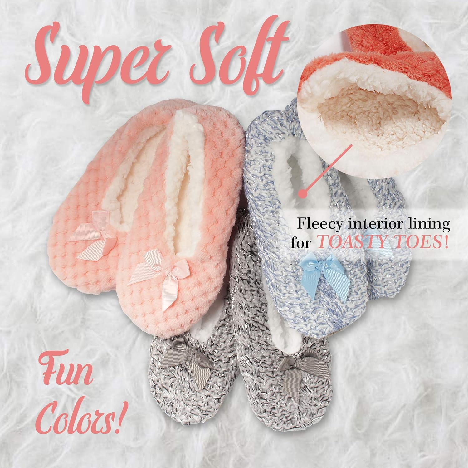 Bamboomn Adult Super Soft Warm Cozy Fuzzy Soft Touch Sleeper Slippers Non-Slip Lined Socks image number 2