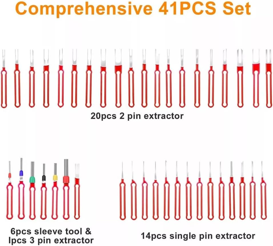 41Pcs Car Terminal Removal Tool Kit Wire Connector Pin Release Extractor Puller image number 2