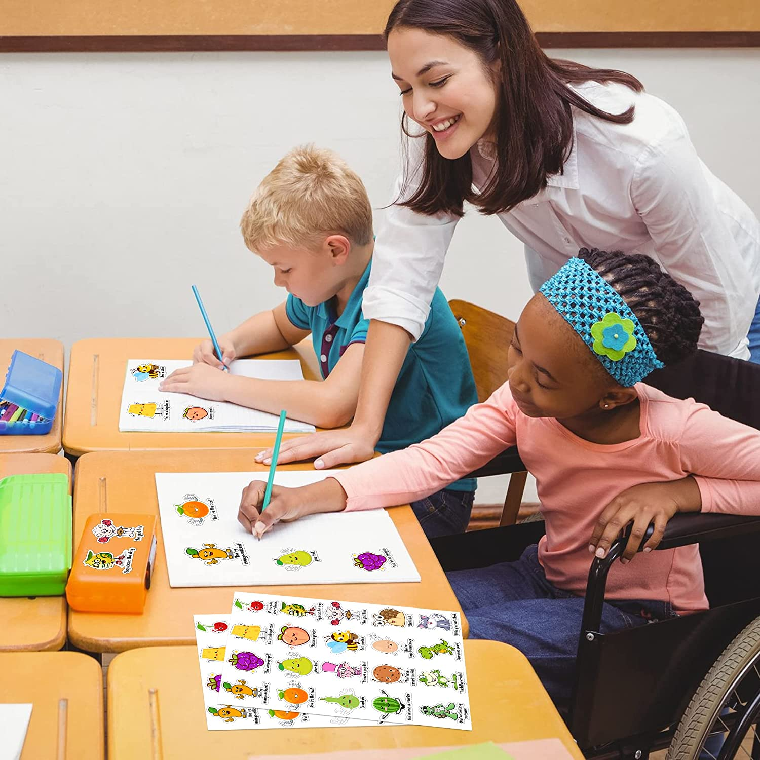 600 Pieces Fun Teacher Stickers for Kids Reward Punny Motivational Sticker Positive Pun Cartoon Animal Fruit Stickers Cute Incentives for Kids Teacher Classroom School image number 2