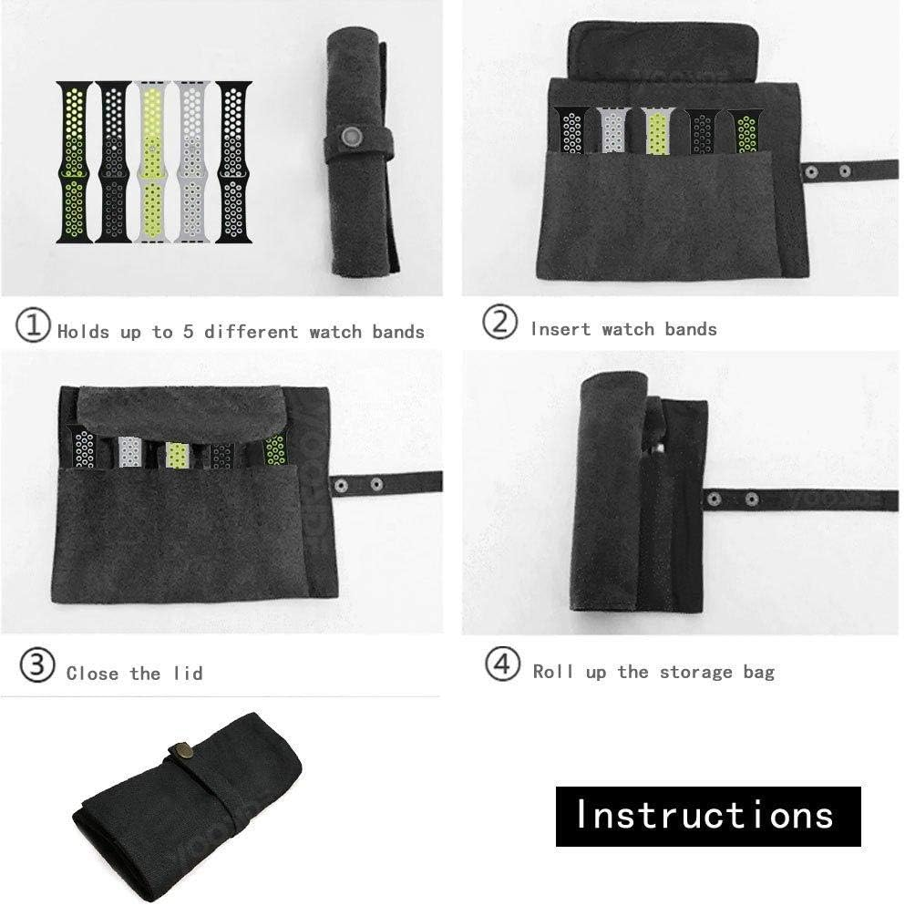 YOOSIDE Watch Band Accessories,Smart Watch Band Protable Storage Bag Case Pouch Organiser-Compatible Apple Watchbands, Garmin Watch Band, Samsung Watch Band Etc -Cotton Canvas