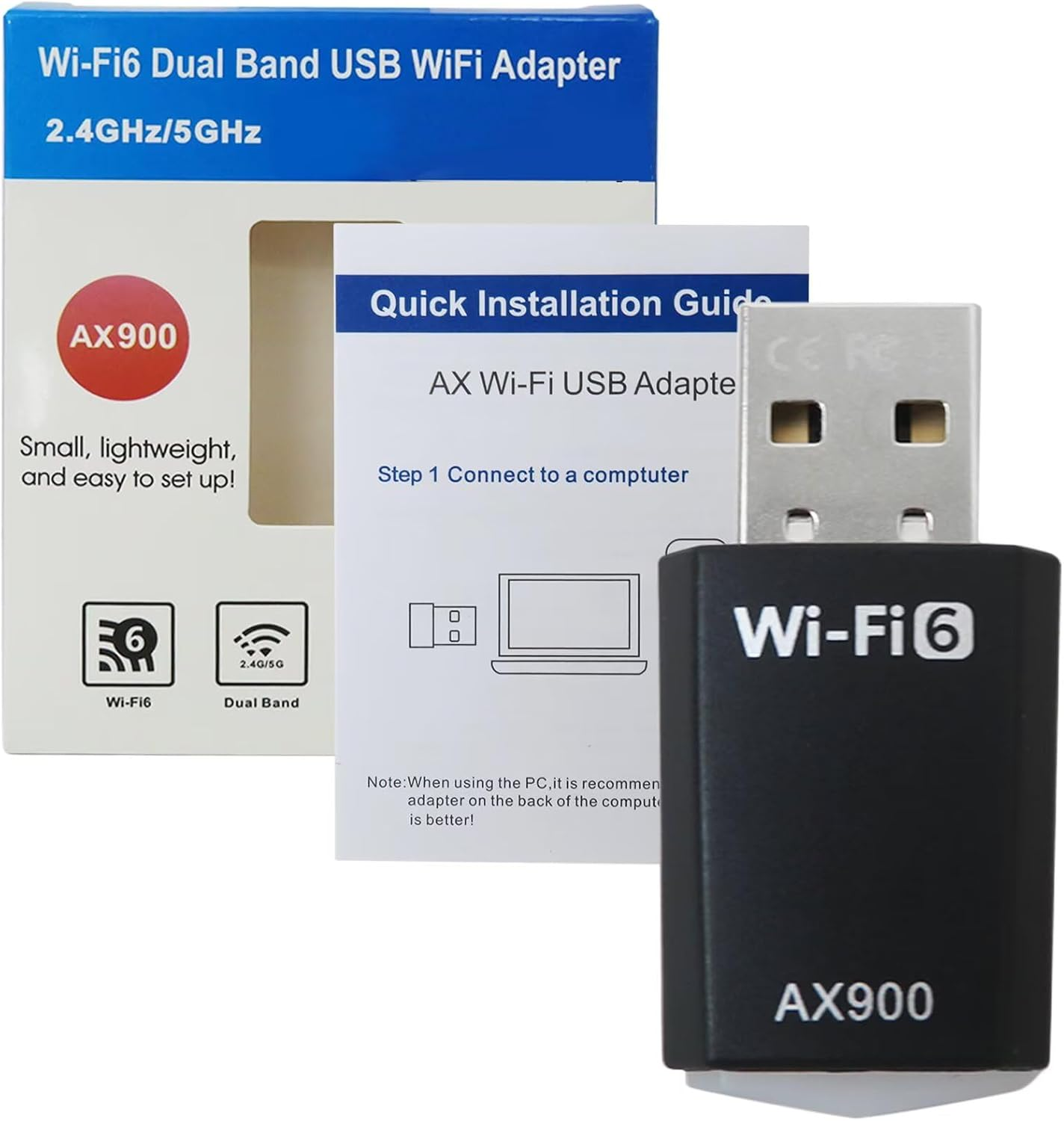 DOORYARD Mini AX900 Wifi 6 USB Wifi Adapter for PC Desktop Laptop, Dual Band Wifi Dongle 5Ghz 600Mbps + 2.4Ghz 286Mbps, USB 2.0 Computer Network Adapter for Windows 11/10/7, Wireless Internet Dongle image number 1