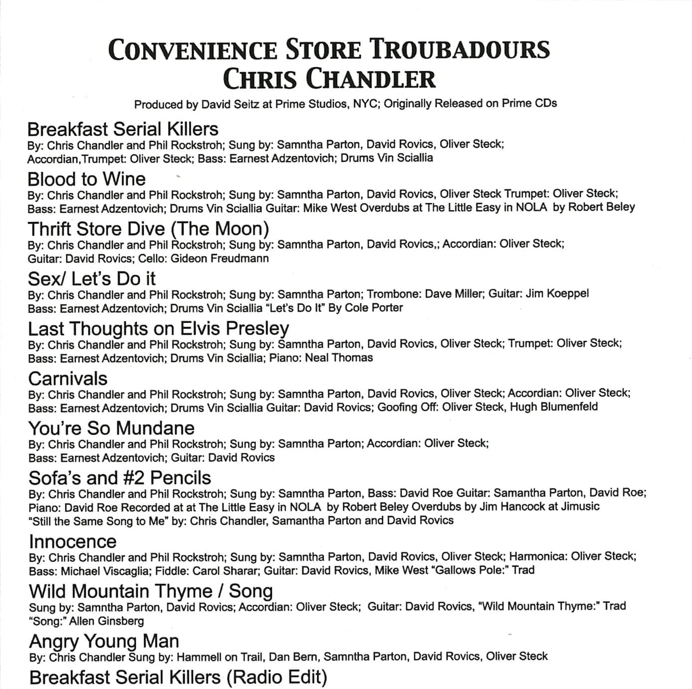 Convenience Store Troubadors (CD) image number 1