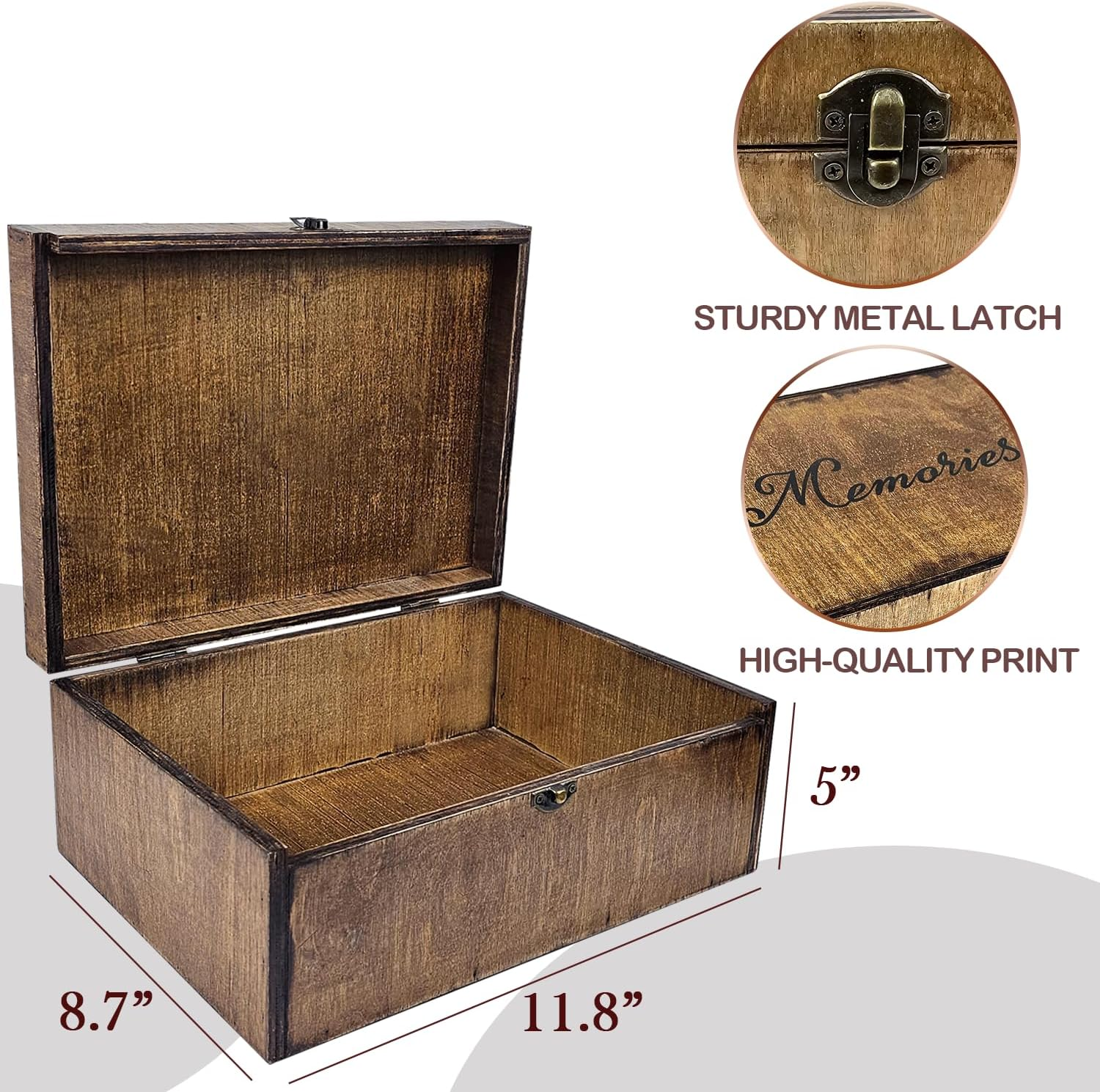 Large Wooden Memory Box for Keepsakes, Wooden Keepsake Box for Memories, Weddings, Engraved Memory Keepsake Box, Decorative Storage Box image number 5