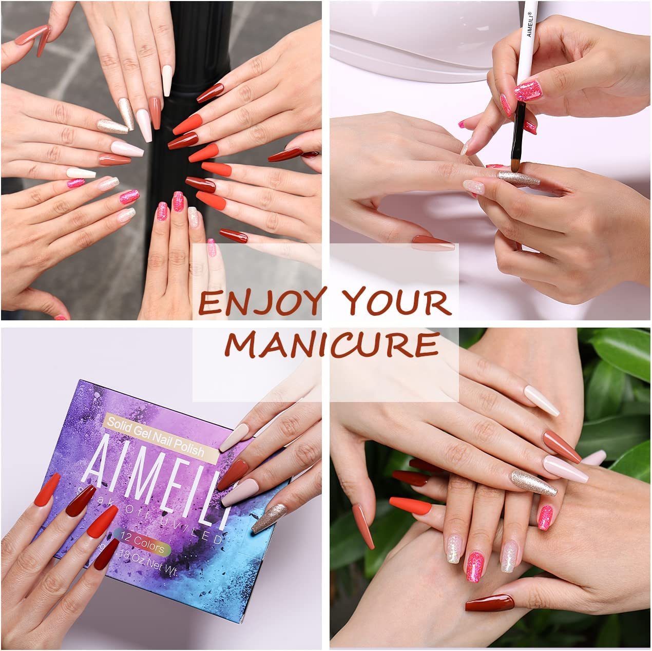 AIMEILI Solid Gel Nail Polish 12 Colours Solid Nail Gel UV LED Soak off Solid Cream Gel Polish - Set3 image number 4