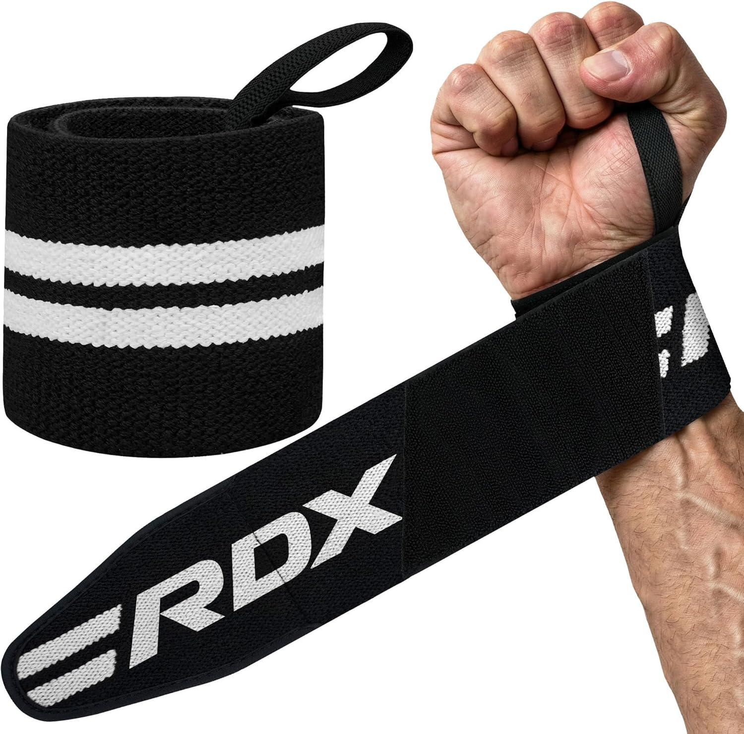 RDX Weight Lifting Wrist Support Wraps, IPL USPA Approved, Elasticated Pro 18&rdquo; Cotton Straps, Thumb Loop, Powerlifting Bodybuilding Fitness Strength Gym Training WOD Workout, Gymnastics Calisthenics image number 5