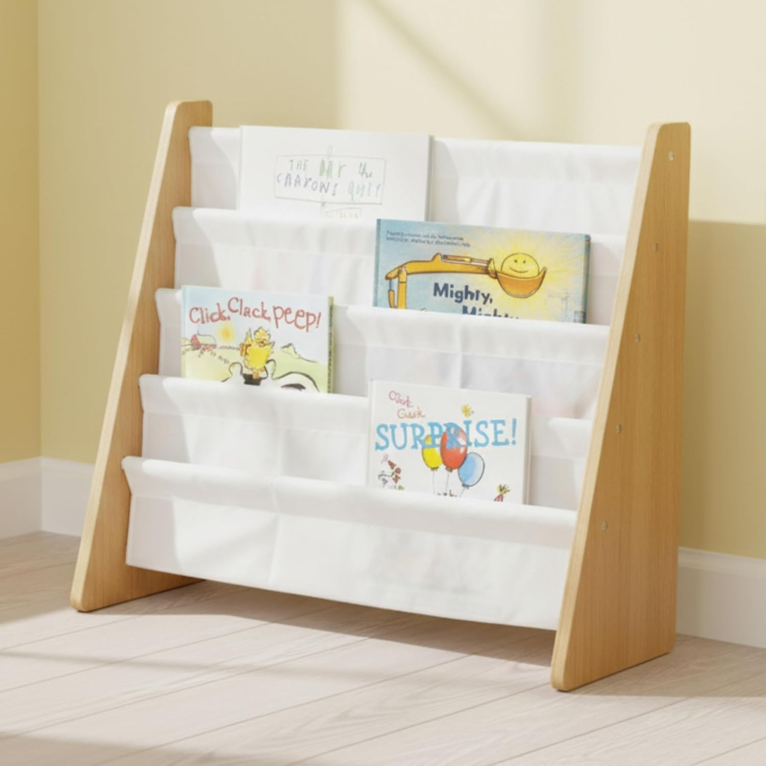 Tot Tutors Crew Wooden Bookcase with 4 Pockets, Natural and White WO173 Natural White Universal - Natural/White image number 6