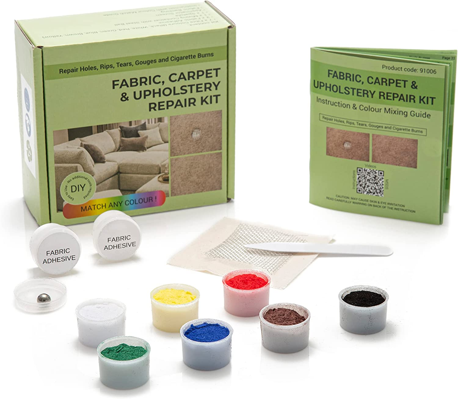 Glass Polish 91006 DIY Fabric, Carpet & Upholstery Repair Kit for Small Holes, Cuts, Rips, Tears & Burn Marks image number 1