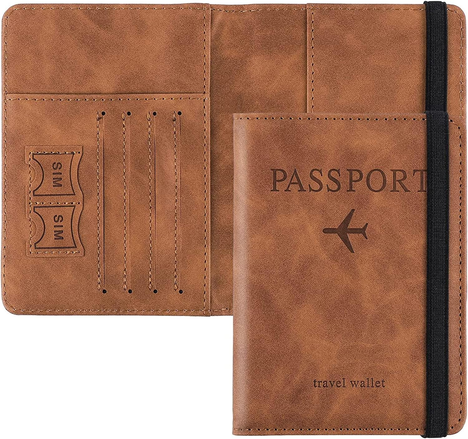 House of Quirk Luggage Tag and Passport Protector Set, Plane Pouch Passport Suitcase Identification Leather Tag Luggage Tags for Children School Bag (Brown)