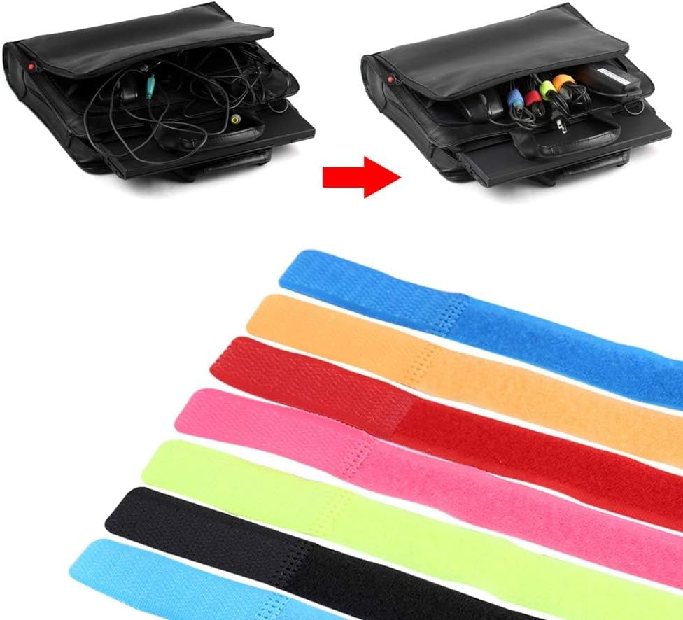 50PCS Reusable Fastening Cable Ties, Cord Organizer Ties Electrical Cord Organizer Cable Management Straps Wire Ties for Office Home Data Centers(Light Blue) - Black image number 2