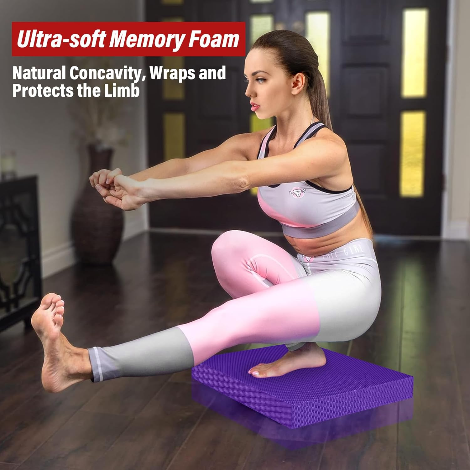 Balance Pad, Stability Trainer Pad,Exercise Mat for Workout,Non-Slip & Water-Resistant,Ultra-Soft TPE Foam Knee Cushion for Balance Training, Fitness, Physical Therapy,Yoga - Purple image number 6