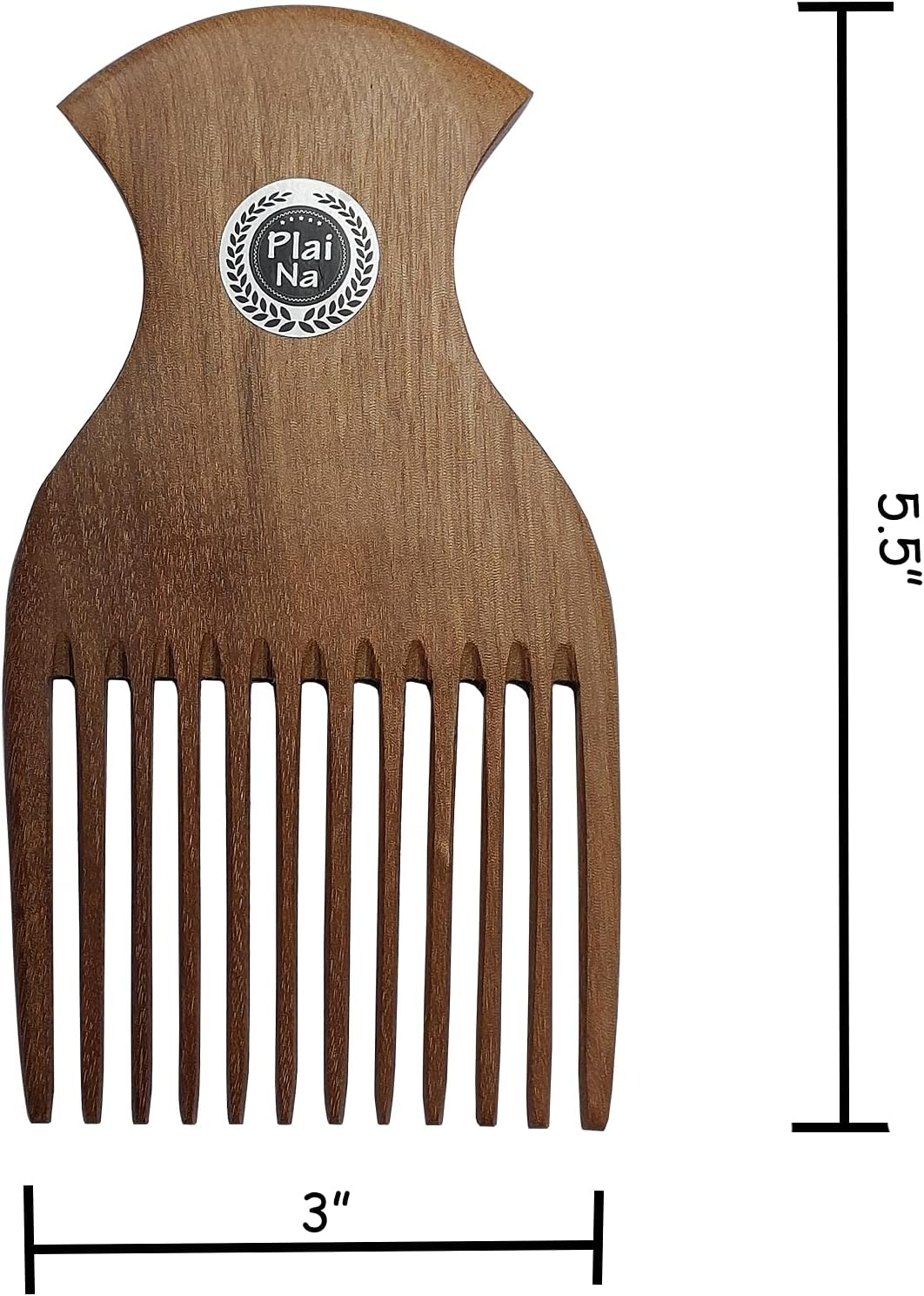 Plai Na Wooden Afro Pick Comb for Natural Black Hair - No Snags, No Static, No Tangle for Women and Men image number 6