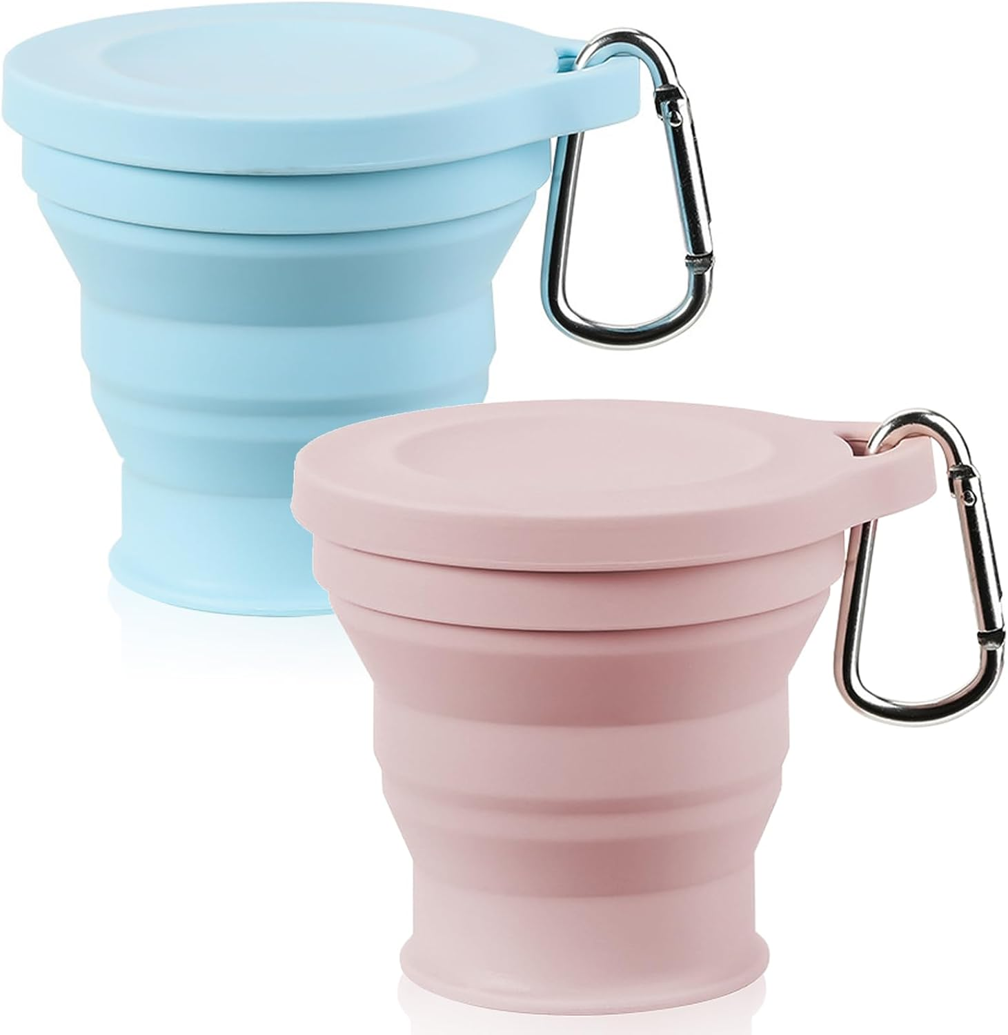 2Pcs Collapsible Cup, Silicone Folding Cup for Travel, Retractable Cup with Lid, Portable Outdoor Folding Cup image number 3