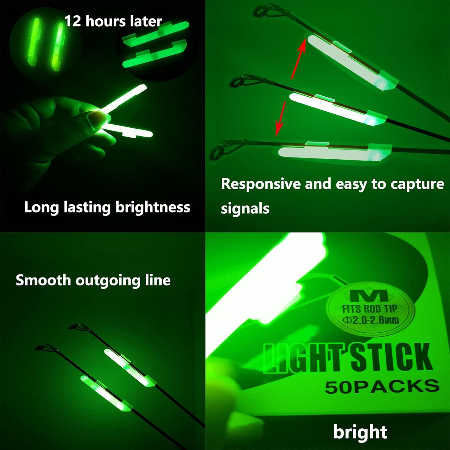 LINGUANG 10-100PCS Fishing Glow Sticks for Bobbers Bells 1&rdquo;1.45&rdquo;2&rdquo;3&rdquo; Inch 3.0 X 25Mm 4.5X 37Mm 6.0 X 50Mm 7.5 X 75Mm Light Sticks&hellip; image number 1
