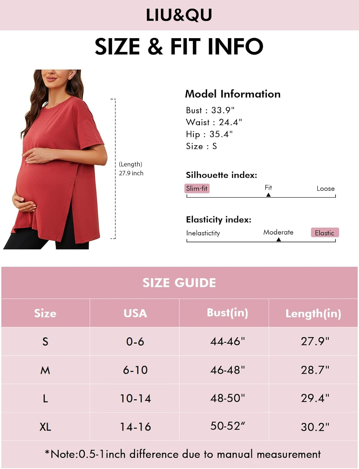 Liu & Qu Womens Maternity Shirts Short Sleeve Split Side Casual Pregnancy Clothes Crewneck Loose Maternity Tops image number 5