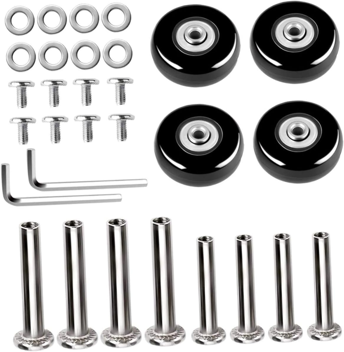 Anneome Mute Luggage Wheels Replacement 40Mm X 18Mm Rubber Casters with Double Bearings for Suitcase Repair and Travel Use image number 1