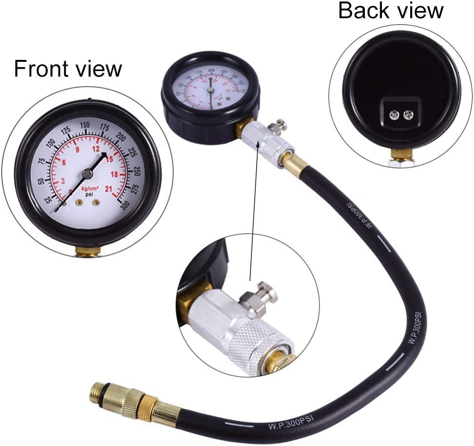 Threeh 8 Pcs Gasoline Engine Compression Tester Petrol Gas Engine Cylinder Automobile Pressure Gauge Tester Automotive Test Kit MA02A image number 3