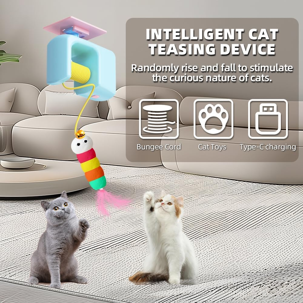 Mesen Cat Toy Self-Employment Door for Cats, Cat Toys Door Frame Electric, Interactive Cat Toy Door Hanging with 2 Feather Toys, Cat Toy Rechargeable image number 6