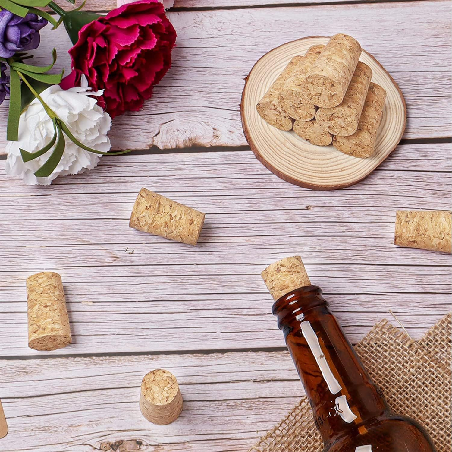 60 Pcs Premium Natural Wine Corks, Natural Cork Stopper, Soft Wood Wine Corks Crafts Replacement Corks for Wine and Beer image number 3